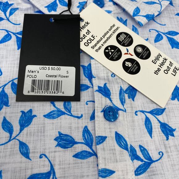 Yatta Men's Small Blue‎ Floral Pattern Short Sleeve Golf Polo NWT MSRP$50 - Picture 3 of 6